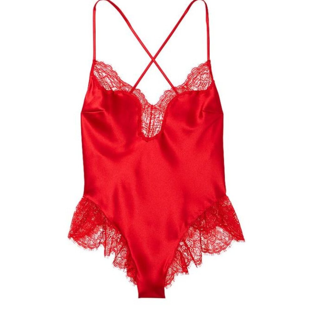 Victoria's Secret Satin Lace High-Leg Romper